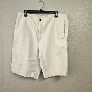 Caribbean Men’s Linen Blend Shorts Size 38 Beige Flat Front Casual Summer EE766